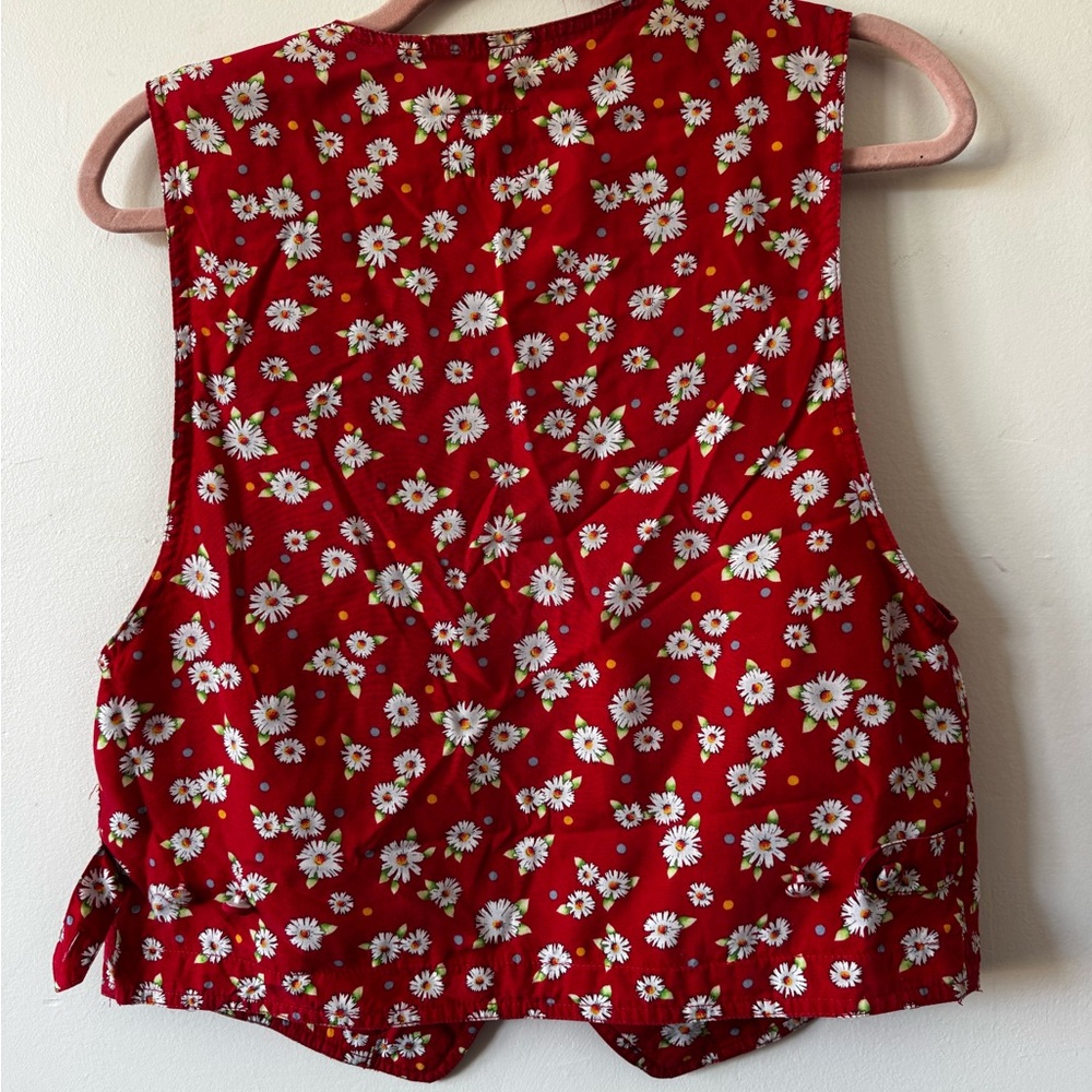 Vintage 90s Red Floral Vest - Picture 8 of 8